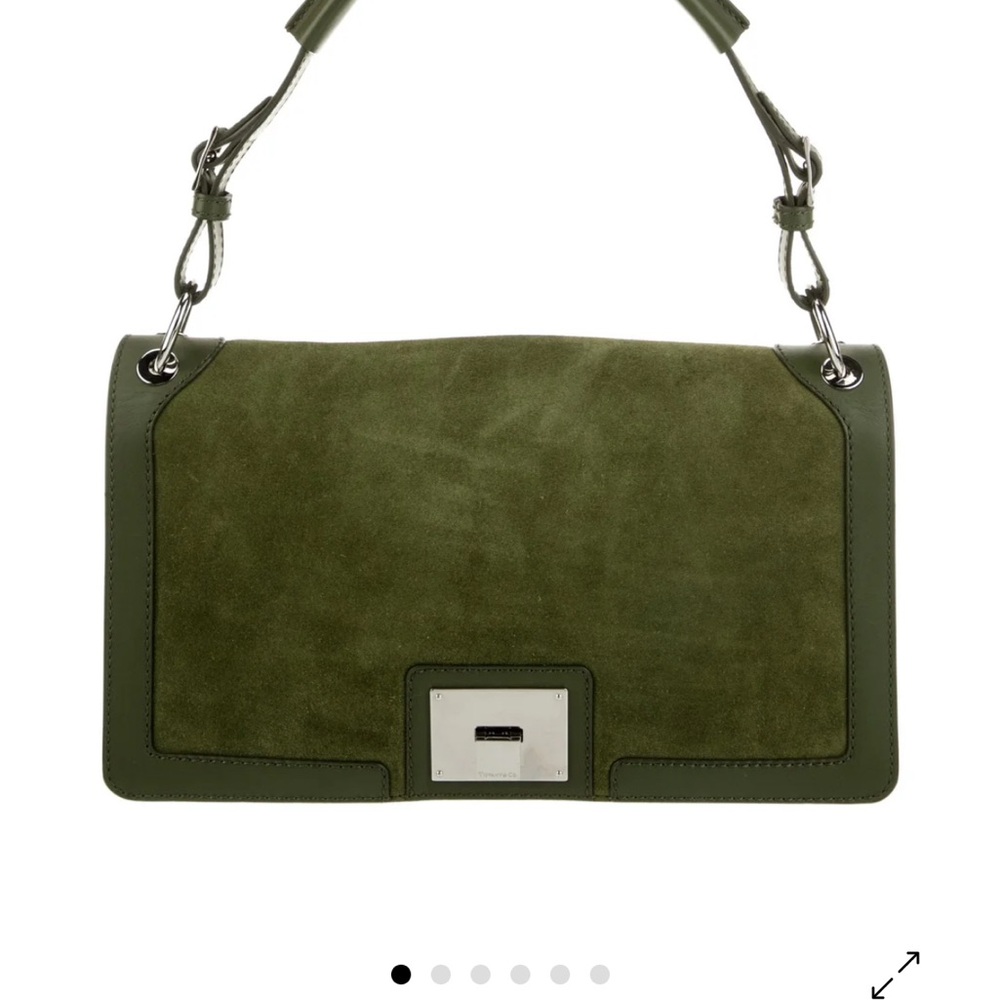 Tiffany & Co. Green Leather Handbag with Aqua Interior